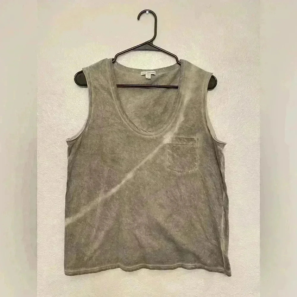 James Perse Gray Sleeveless Tank Top with Pocket